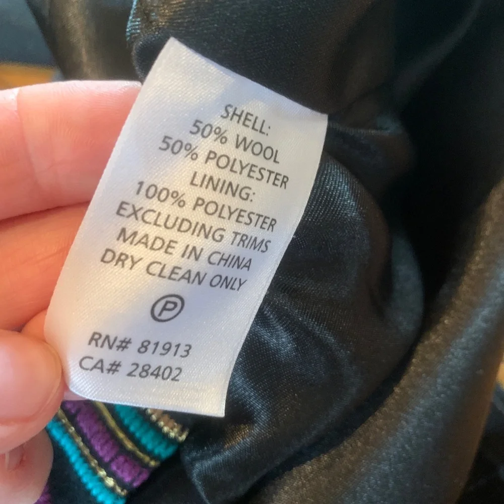 Plenty Tracy Reese Embroidered Wool Long Winter Coat Size 10 Black - Picture 5 of 7